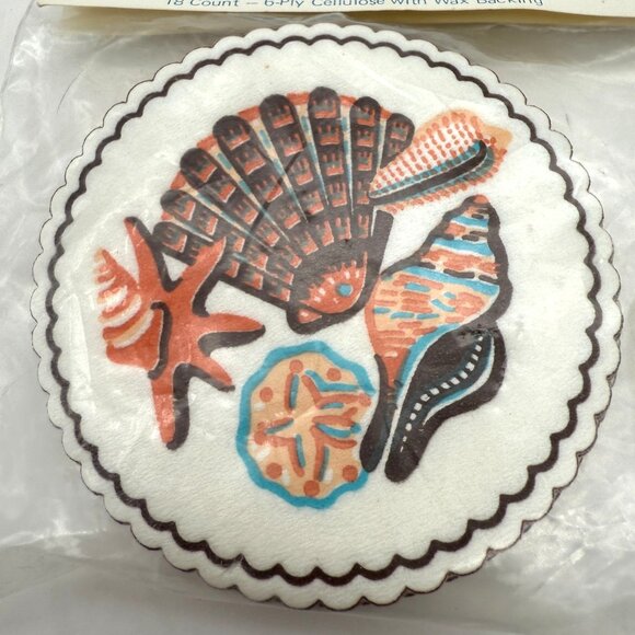 Cape Shore Seashell Paper Coasters New Sealed 18-Pack Beach Nautical Vintage - Picture 2 of 5